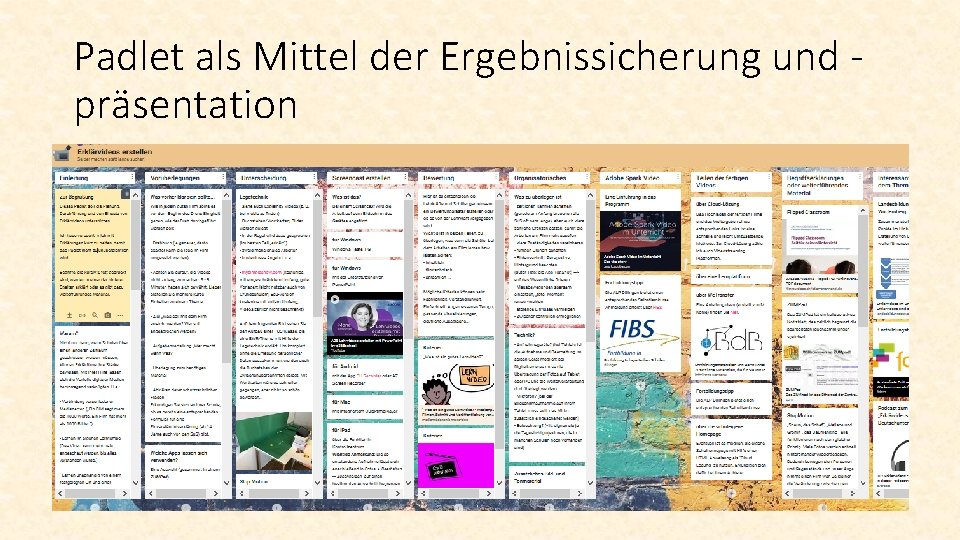 Padlet als Mittel der Ergebnissicherung und präsentation 