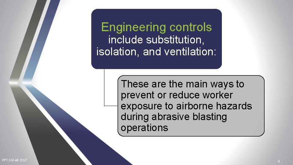 Engineering controls include substitution, isolation, and ventilation: These are the main ways to prevent