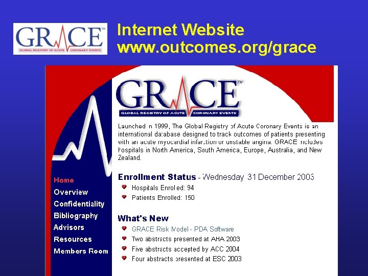 Internet Website www. outcomes. org/grace 