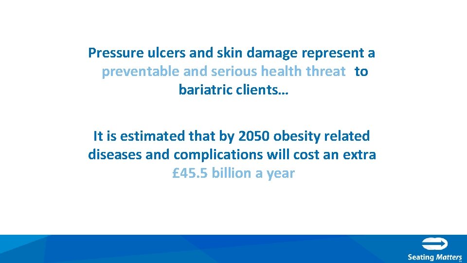 Pressure ulcers and skin damage represent a preventable and serious health threat to bariatric