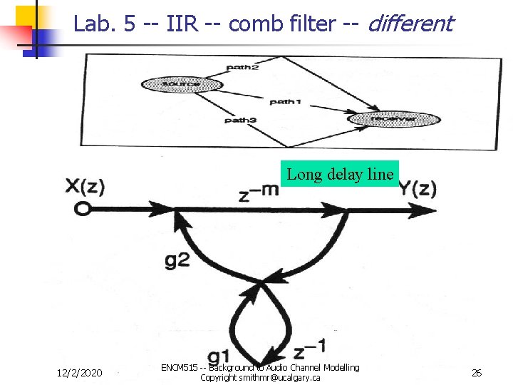 Lab. 5 -- IIR -- comb filter -- different Long delay line 12/2/2020 ENCM