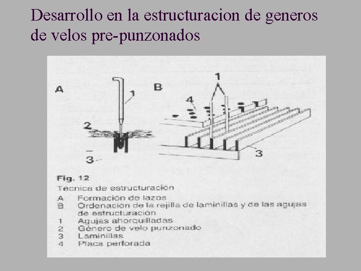 Desarrollo en la estructuracion de generos de velos pre-punzonados 