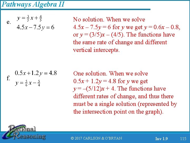 Pathways Algebra II e. f. No solution. When we solve 4. 5 x –