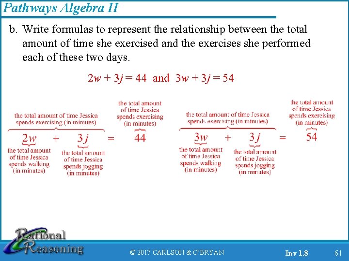 Pathways Algebra II b. Write formulas to represent the relationship between the total amount