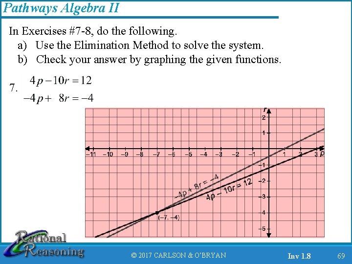 Pathways Algebra II In Exercises #7 -8, do the following. a) Use the Elimination