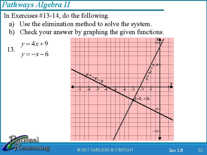 Pathways Algebra II In Exercises #13 -14, do the following. a) Use the elimination