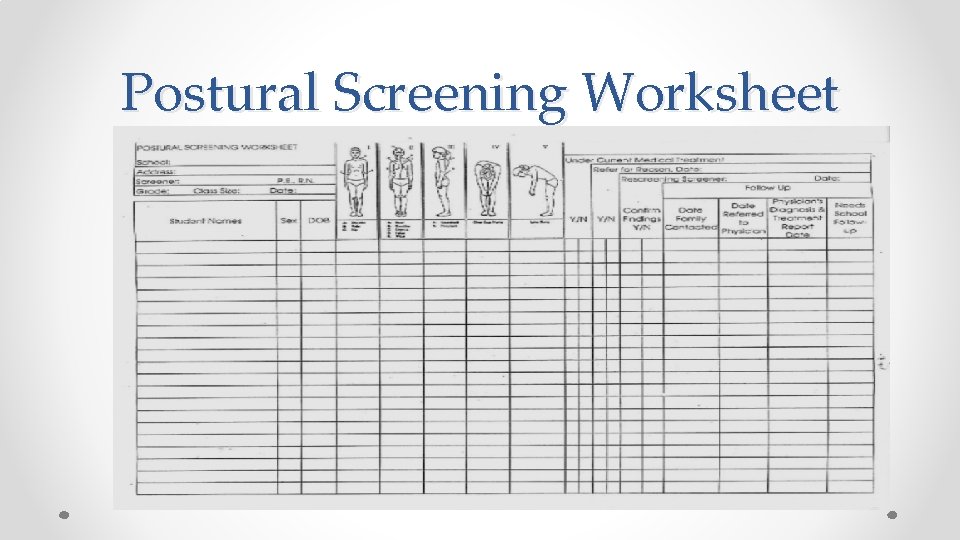 Postural Screening Worksheet 