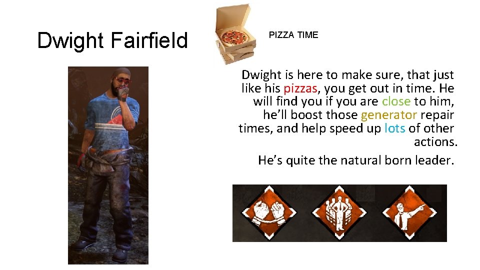 Dwight Fairfield PIZZA TIME Dwight is here to make sure, that just like his