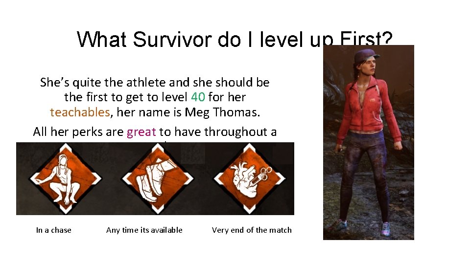 What Survivor do I level up First? She’s quite the athlete and she should