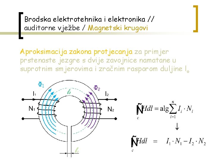 Brodska elektrotehnika i elektronika // auditorne vježbe / Magnetski krugovi Aproksimacija zakona protjecanja za