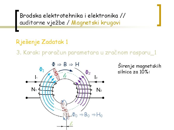 Brodska elektrotehnika i elektronika // auditorne vježbe / Magnetski krugovi Rješenje Zadatak 1 3.