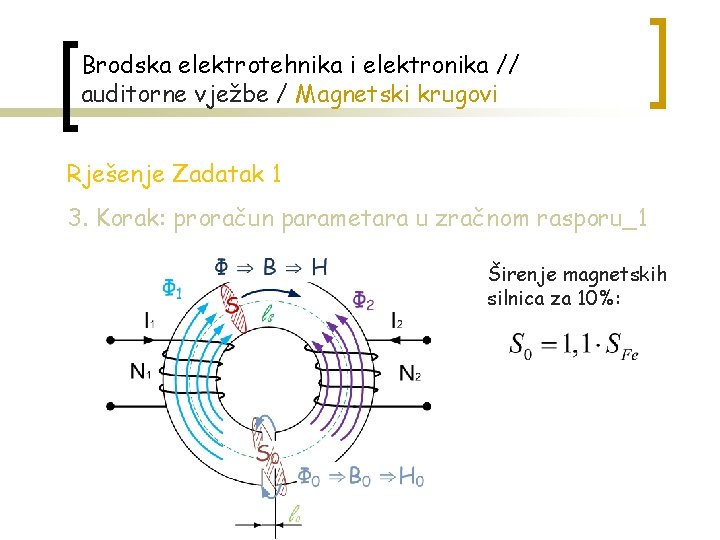 Brodska elektrotehnika i elektronika // auditorne vježbe / Magnetski krugovi Rješenje Zadatak 1 3.