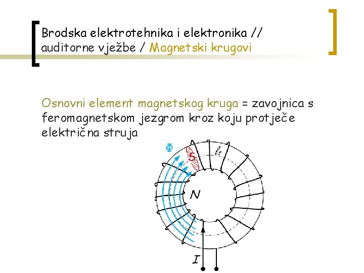 Brodska elektrotehnika i elektronika // auditorne vježbe / Magnetski krugovi Osnovni element magnetskog kruga