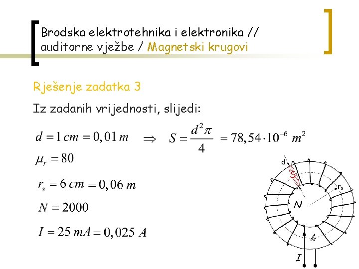 Brodska elektrotehnika i elektronika // auditorne vježbe / Magnetski krugovi Rješenje zadatka 3 Iz