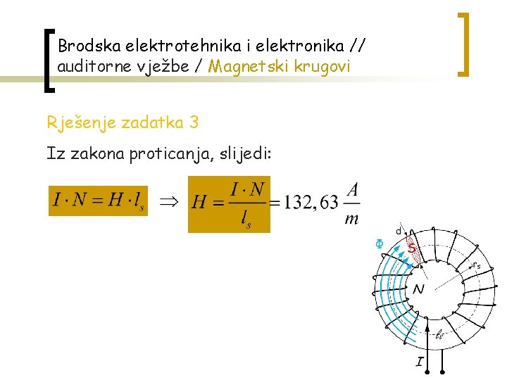 Brodska elektrotehnika i elektronika // auditorne vježbe / Magnetski krugovi Rješenje zadatka 3 Iz