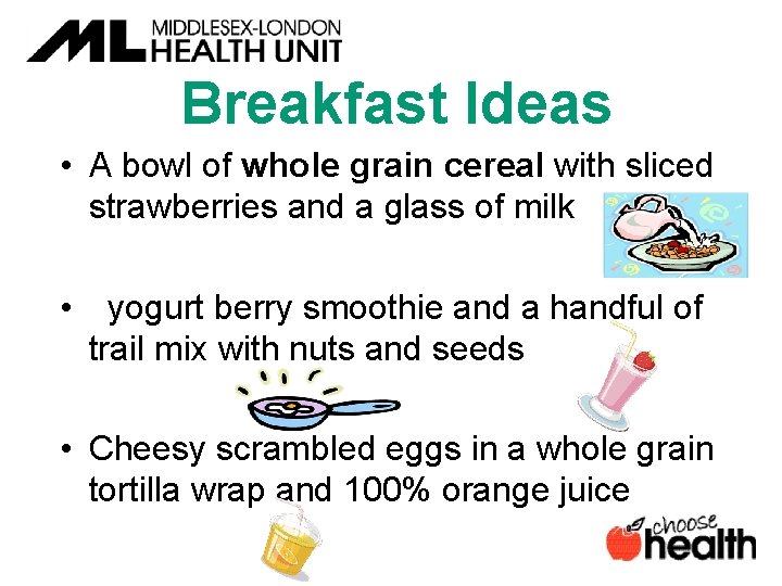 Breakfast Ideas • A bowl of whole grain cereal with sliced strawberries and a