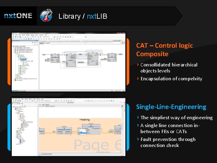 Library / nxt. LIB CAT – Control logic Composite Consollidated hierarchical objects levels Encapsulation