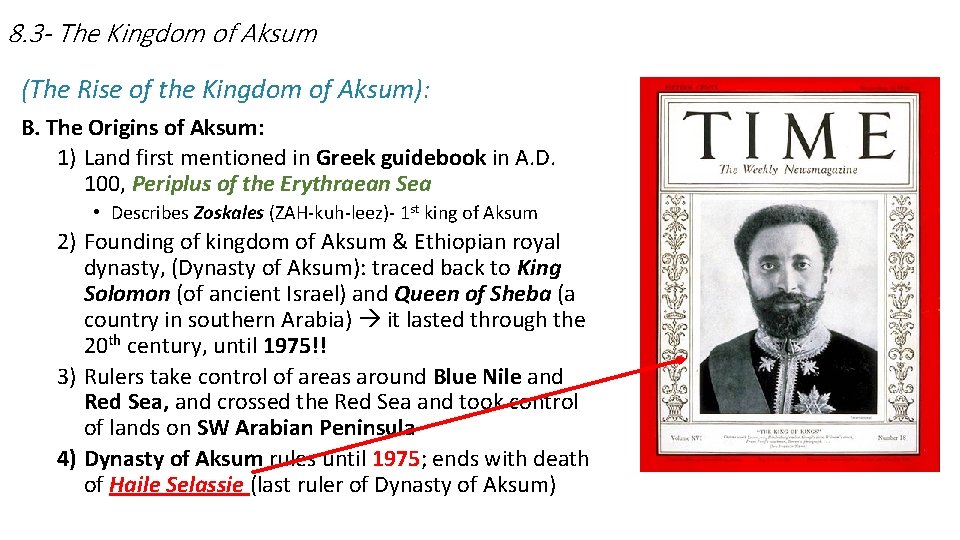 8. 3 - The Kingdom of Aksum (The Rise of the Kingdom of Aksum):