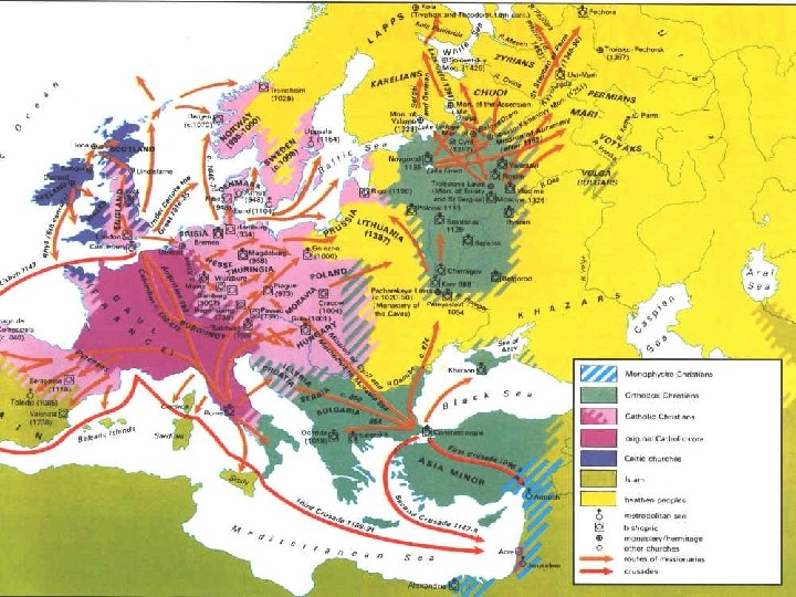 The decline of the Byzantine empire came with the onset of invading armies. The