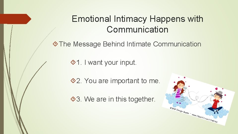 Emotional Intimacy Happens with Communication The Message Behind Intimate Communication 1. I want your