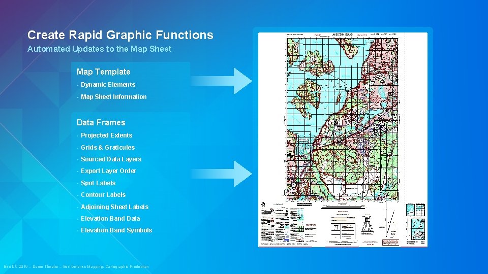 Create Rapid Graphic Functions Automated Updates to the Map Sheet Map Template • Dynamic