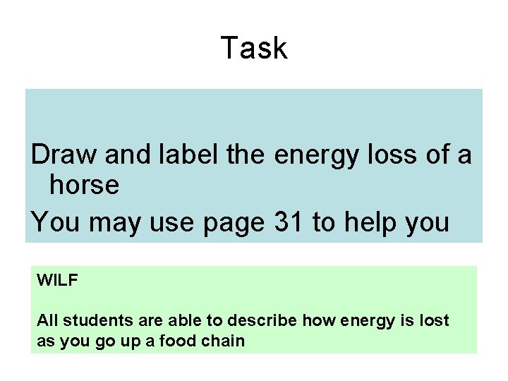 Task Draw and label the energy loss of a horse You may use page