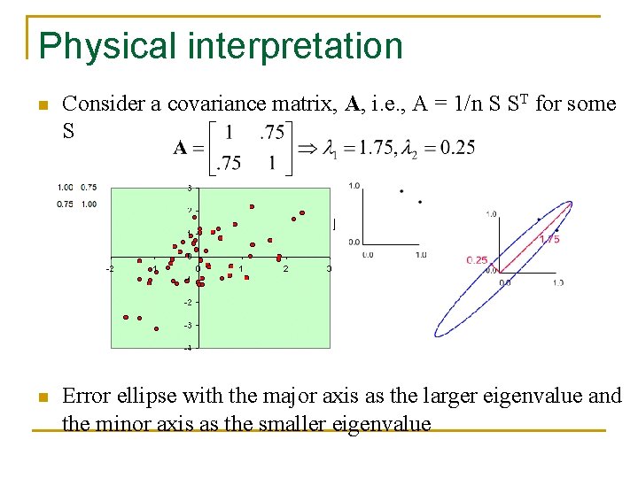 Physical interpretation n Consider a covariance matrix, A, i. e. , A = 1/n