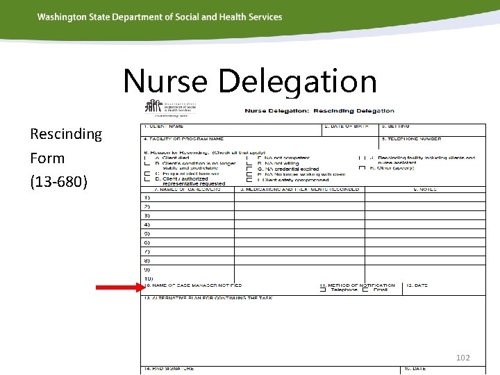 Nurse Delegation Rescinding Form (13 -680) 102 