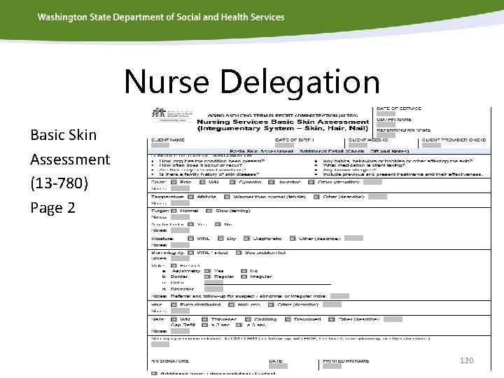 Nurse Delegation Basic Skin Assessment (13 -780) Page 2 120 