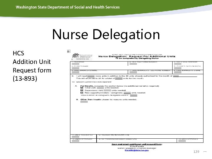 Nurse Delegation HCS Addition Unit Request form (13 -893) 129 