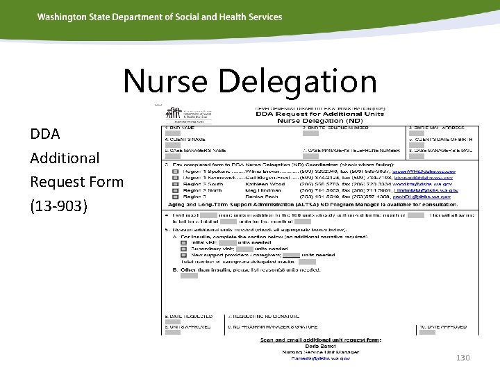 Nurse Delegation DDA Additional Request Form (13 -903) 130 