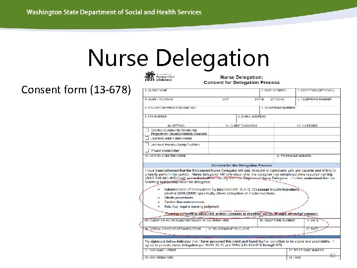 Nurse Delegation Consent form (13 -678) 40 