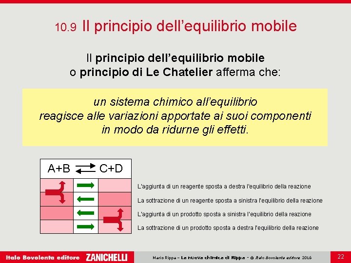 10. 9 Il principio dell’equilibrio mobile o principio di Le Chatelier afferma che: un 10. 9 Il principio dell’equilibrio mobile o principio di Le Chatelier afferma che: un