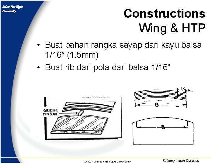 Indoor Free Flight Community Constructions Wing & HTP • Buat bahan rangka sayap dari