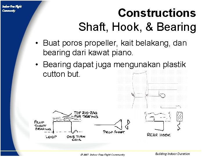 Indoor Free Flight Community Constructions Shaft, Hook, & Bearing • Buat poros propeller, kait