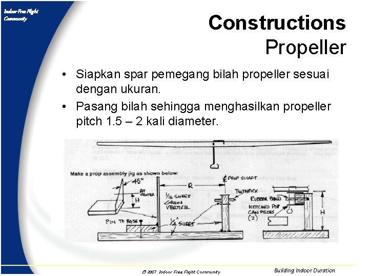 Indoor Free Flight Community Constructions Propeller • Siapkan spar pemegang bilah propeller sesuai dengan