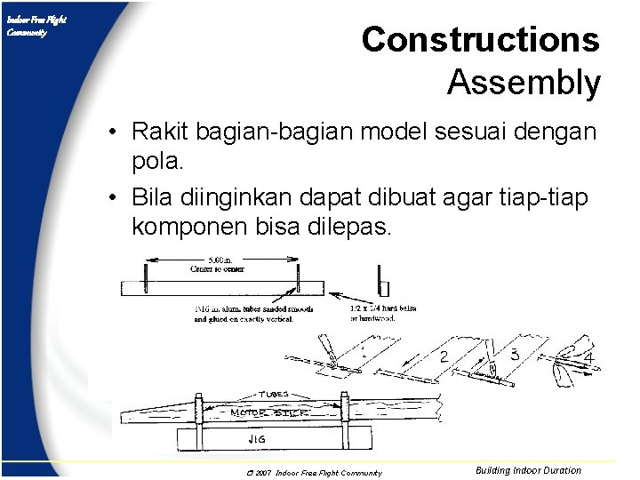 Indoor Free Flight Community Constructions Assembly • Rakit bagian-bagian model sesuai dengan pola. •