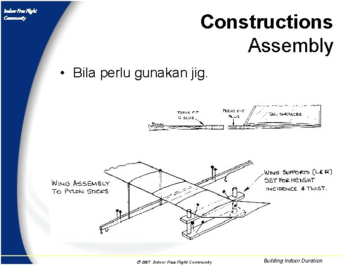 Indoor Free Flight Community Constructions Assembly • Bila perlu gunakan jig. r 2007 Indoor