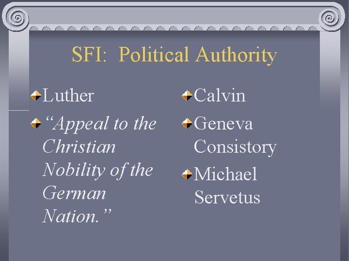 SFI: Political Authority Luther “Appeal to the Christian Nobility of the German Nation. ”