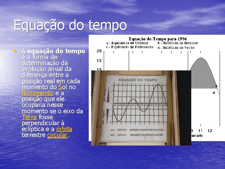 Equação do tempo • A equação do tempo é a forma de determinação da