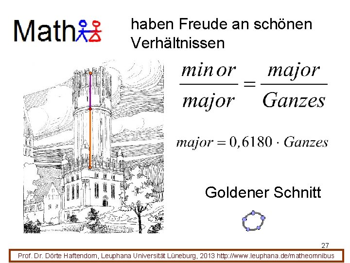 haben Freude an schönen Verhältnissen Goldener Schnitt 27 Prof. Dr. Dörte Haftendorn, Leuphana Universität