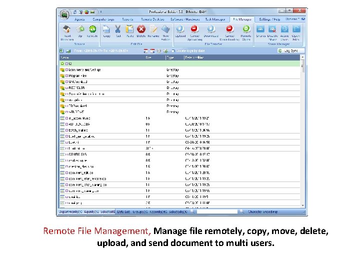 Remote File Management, Manage file remotely, copy, move, delete, upload, and send document to