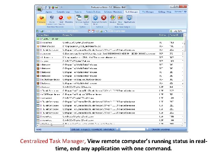 Centralized Task Manager, View remote computer’s running status in realtime, end any application with