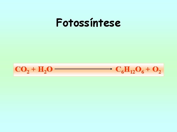Fotossíntese CO 2 + H 2 O C 6 H 12 O 6 +