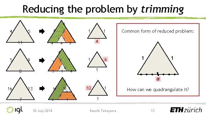 Reducing the problem by trimming 4 4 4 5 3 1 11 1 4