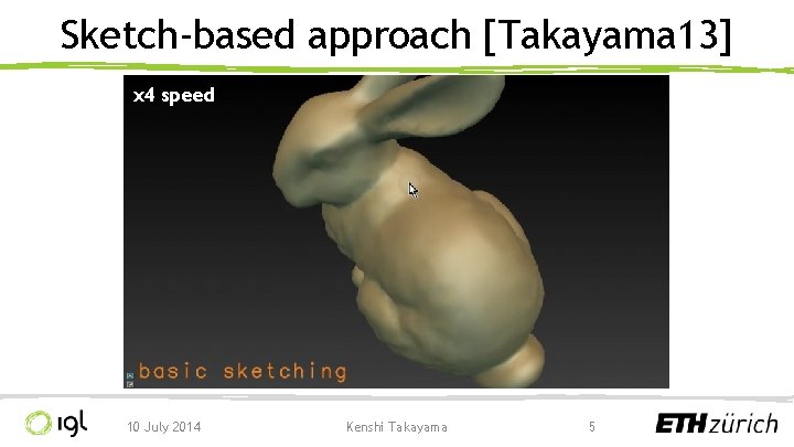 Sketch-based approach [Takayama 13] x 4 speed 10 July 2014 Kenshi Takayama 5 