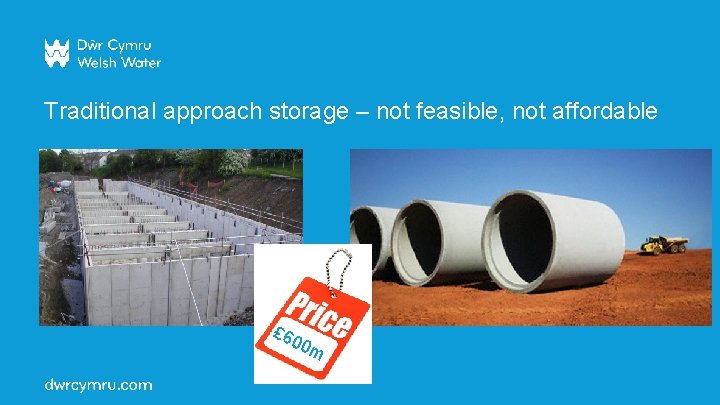 Traditional approach storage – not feasible, not affordable £ 60 0 m Traditional approach storage – not feasible, not affordable £ 60 0 m
