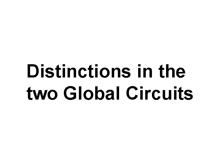 Distinctions in the two Global Circuits 