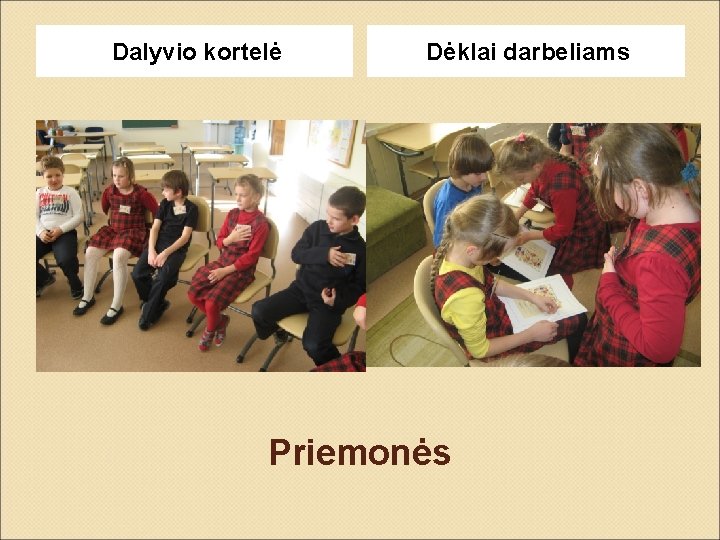 Dalyvio kortelė Dėklai darbeliams Priemonės 