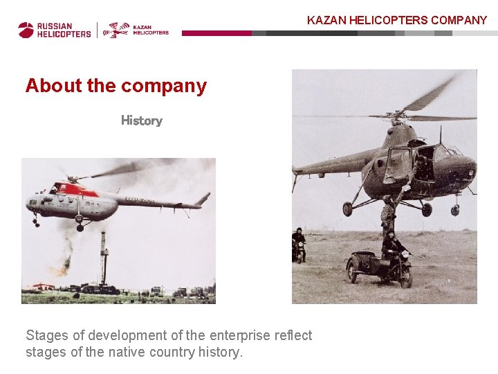 KAZAN HELICOPTERS COMPANY About the company History Stages of development of the enterprise reflect